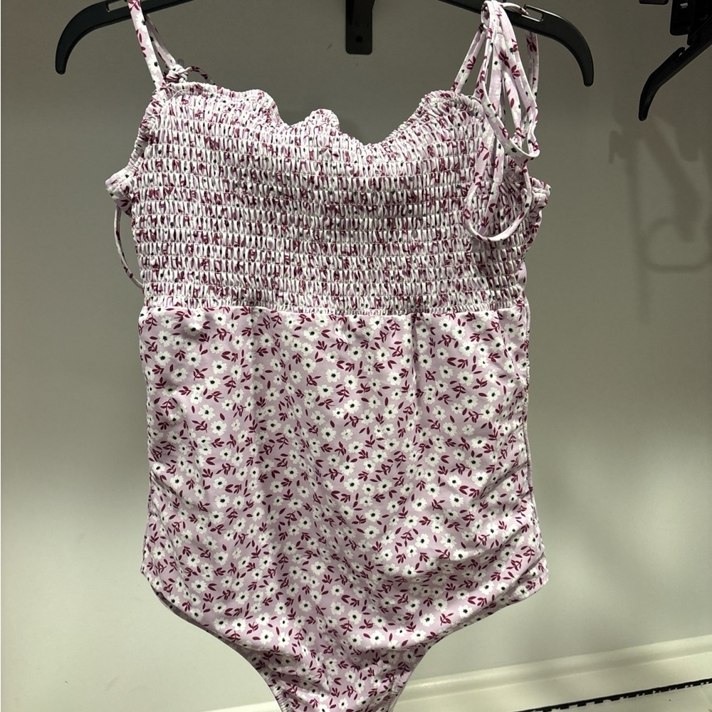 SHEIN Purple Floral One Piece Swimsuit